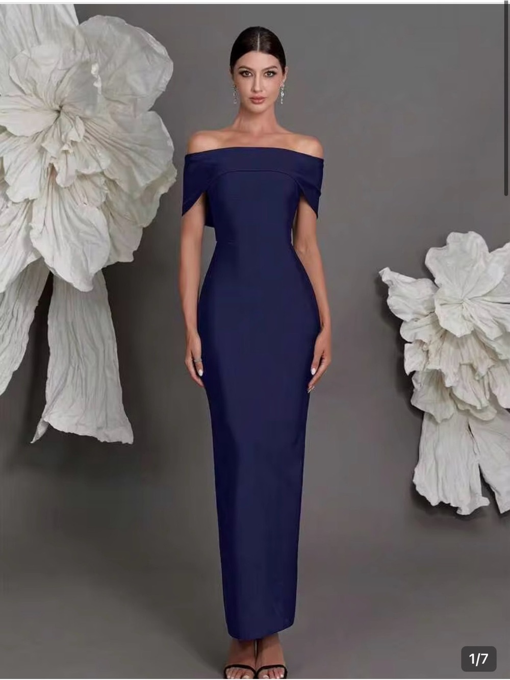 Off Shoulder Bandage Knit Bodycon Dress, European Style, Slim Fit Pencil Dress F
